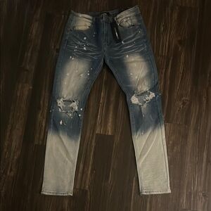 Men's Distressed Blue Jeans